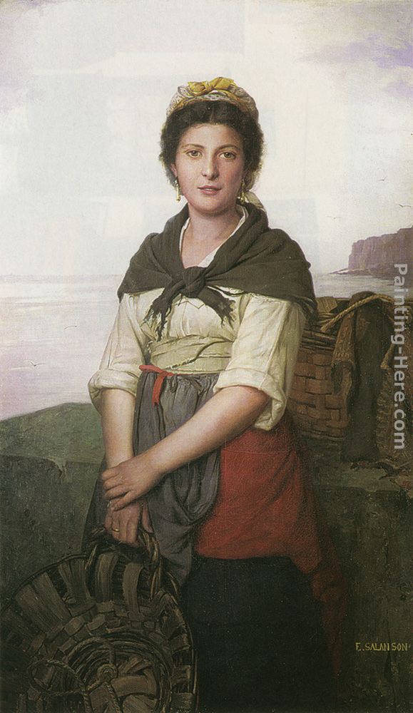 Fisherwoman painting - Eugenie Marie Salanson Fisherwoman art painting